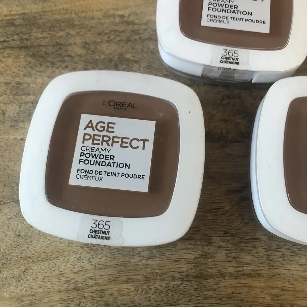 (3) L'OREAL PARIS AGE PERFECTION CREAMY POWDER FOUNDATION 365 CHESTNUT